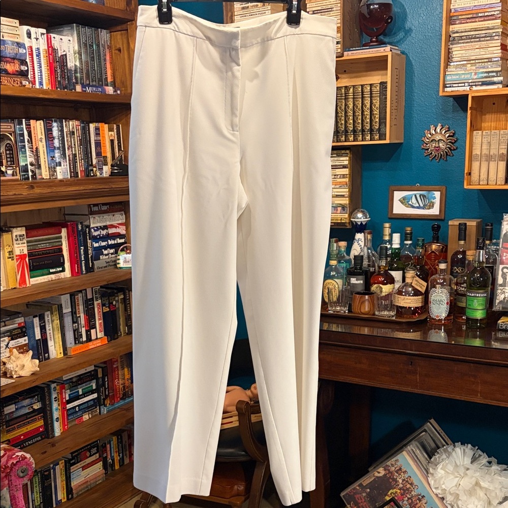 Vince Camuto White Wide-Leg Flat-Front Dress Pants